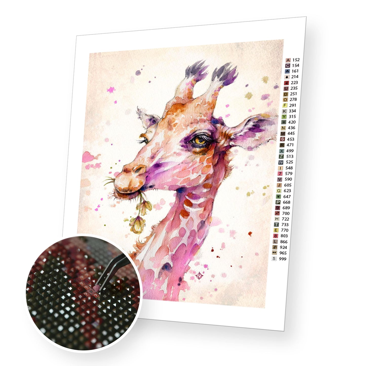 Watercolor giraffe premium diamond painting kit for adults