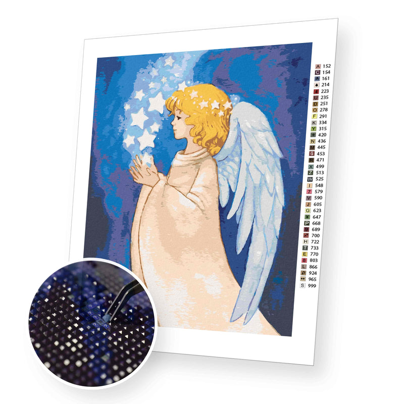 Angel and Shining Stars premium diamond painting kit for adults