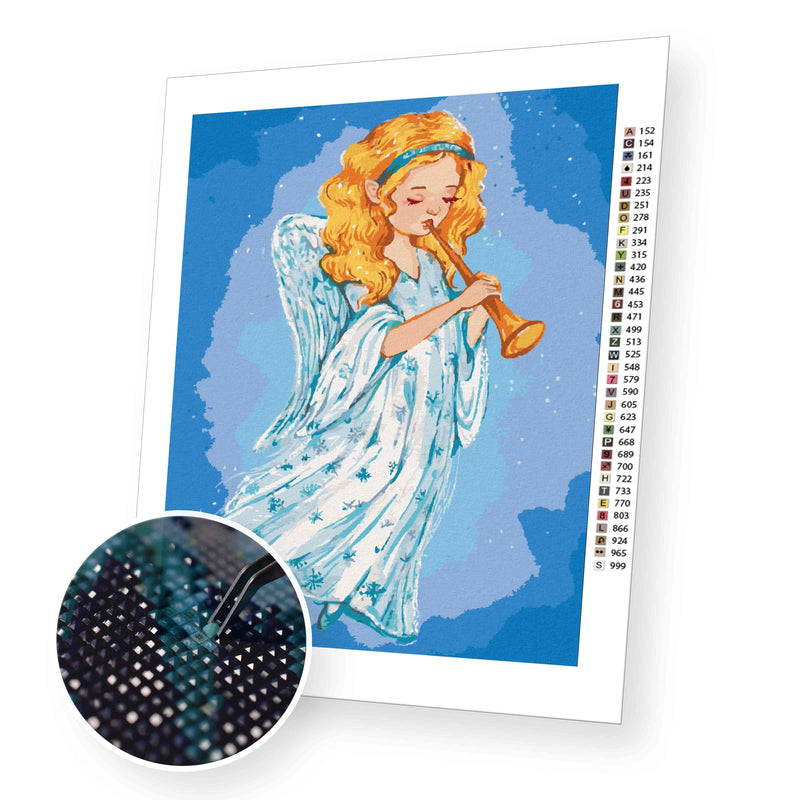 Christmas Angel Playing the Trumpet premium diamond painting kit for adults