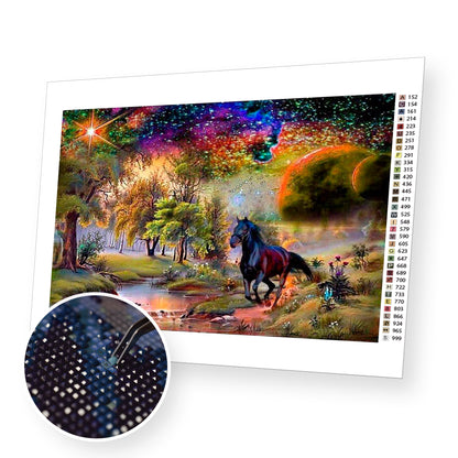 Black Horse premium diamond painting kit for adults