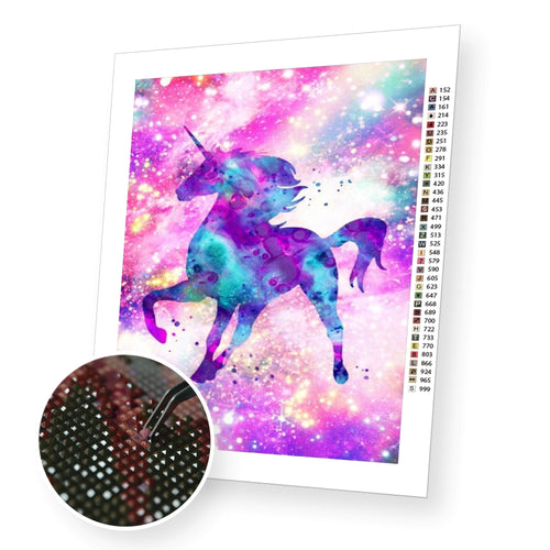 Cosmic Unicorn premium diamond painting kit for adults