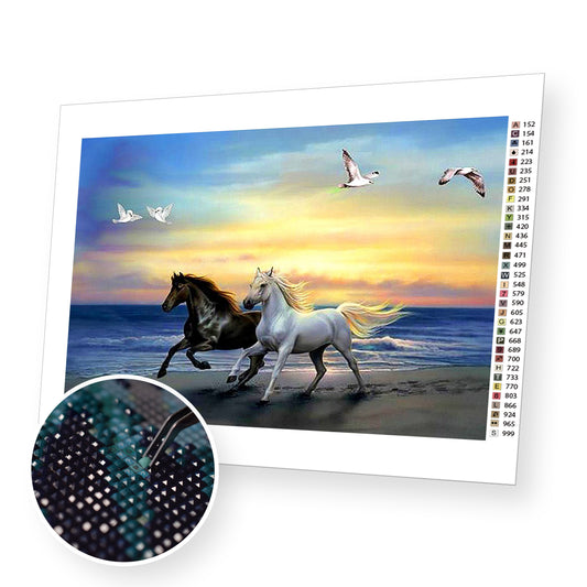 Horses on the Beach - Diamond Painting Kit - [Diamond Painting Kit]