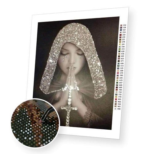 Woman praying premium diamond painting kit for adults