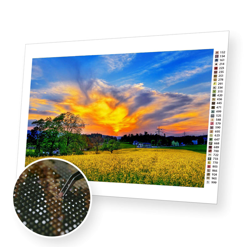 Yellow field premium diamond painting kit for adults